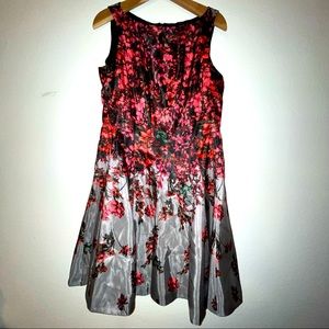 Floral Sleeveless Dress - Pink and Black